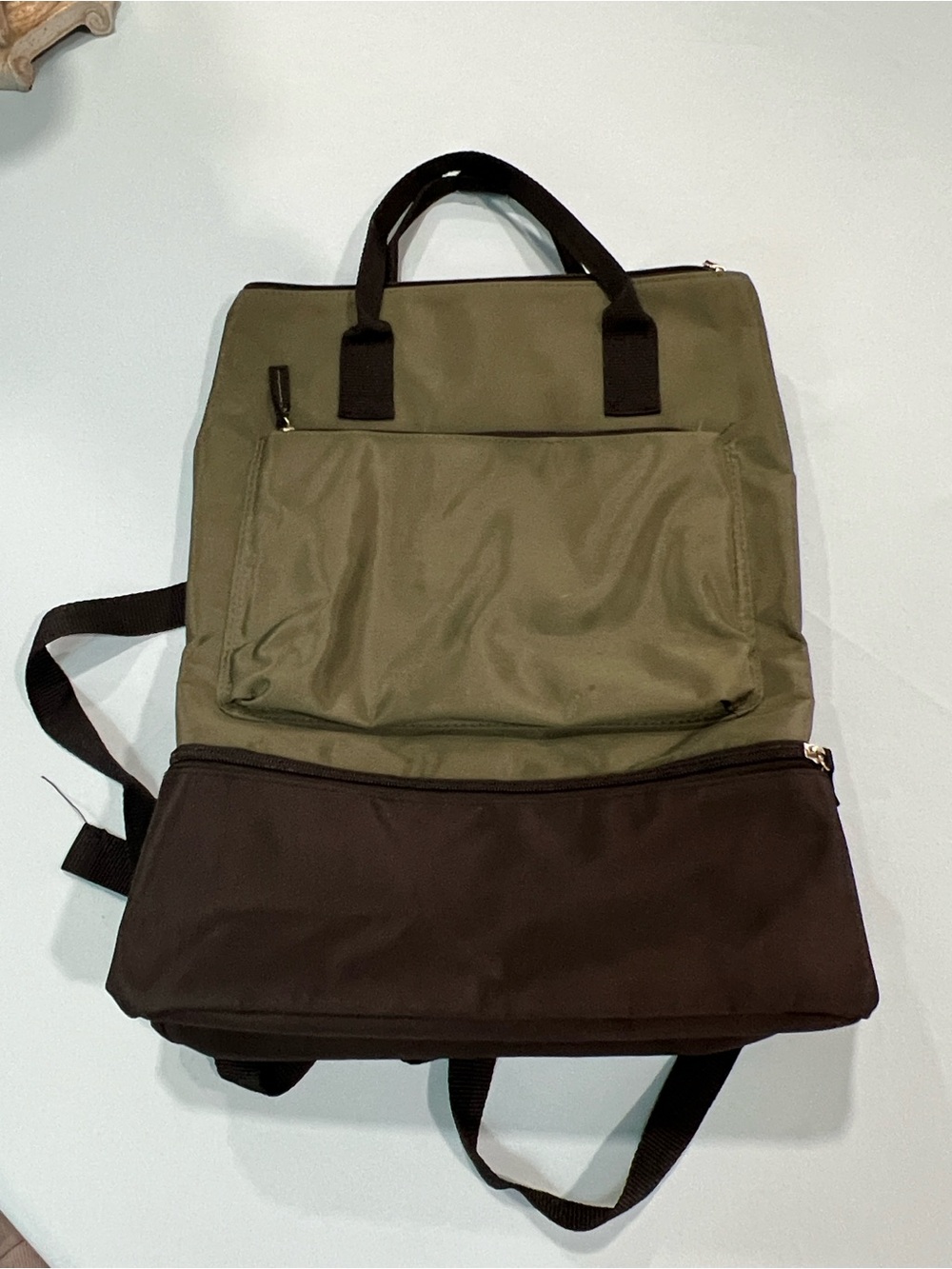 DSW Olive and Black Two-Tone Travel Backpack Tote
